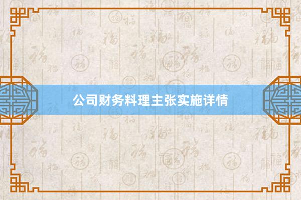 公司财务料理主张实施详情