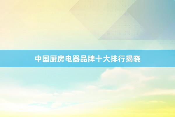 中国厨房电器品牌十大排行揭晓
